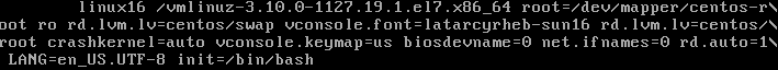 linux16 ... init=/bin/bash