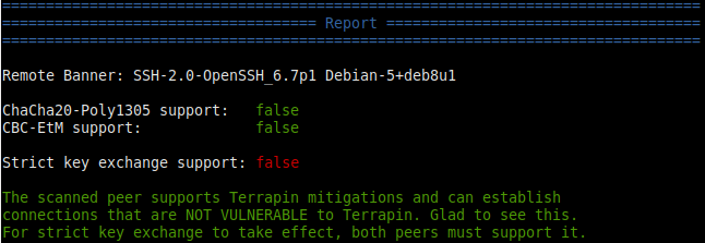 Output of a successful terrapin mitigation